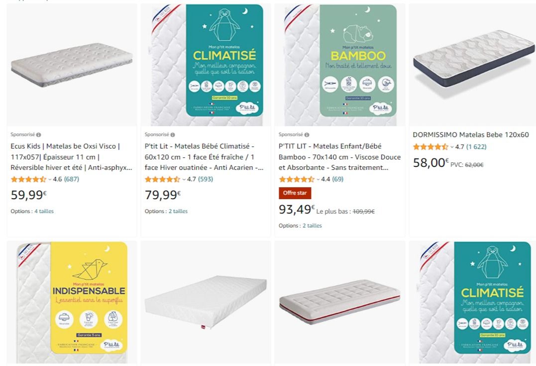 matelas pour bebe 60x120 - www.amazon.fr